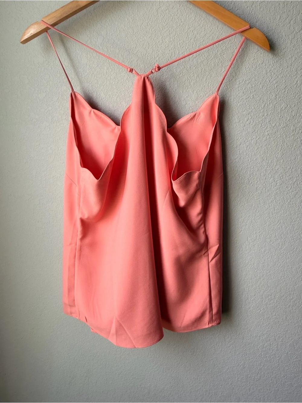 J. Crew Coral Pink Scallop-Edge Spaghetti Strap Camisole